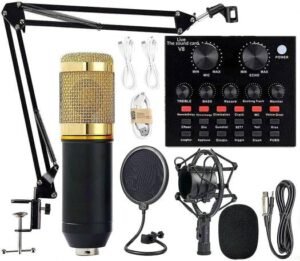 Microphone, Live Sound Card, Microphone Kit, Broadcasting, Recording Condenser Microphone Set, Intelligent Volume Audio Mixer Sound Card for Computer PC Live Sound.