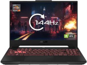 Asus TUF FA507RC-HN007W 15.6'' FHD 144Hz Laptop, AMD Ryzen 7-6800H, 16GB DDR5 RAM, 512GB SSD, RTX 3050 4GB GDDR6, Windows 11 Home, RGB Backlit Keyboard, Mecha Gray | 90NR09R1-M001U0