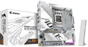 GIGABYTE B850M Aorus Elite Ice AM5 Micro ATX Motherboard, AMD B850 Chipset, 4x DDR5 DIMM Slots, Up to 256GB Max Memory, 1x PCIe 5.0 x16, 2x M.2, WiFi & BT Connectivity, White | B850M-A-ELT-WF6E-ICE