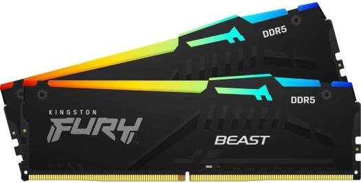 Kingston Fury Beast RGB 16GB DDR5 (2x 8GB) Desktop Memory, 5600MHz Speed, CL40 Cas Latency, 1.35V Voltage, 288 Pin, Dual Channel Kit, Non-ECC Unbuffered DIMM, Black | KF556C40BBAK2-16 - Image 2