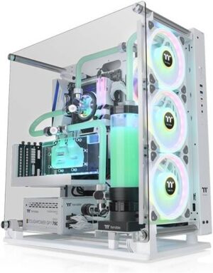 Thermaltake Core P3 TG Pro Open Frame ATX Mid Tower PC Case, 4mm Thick Tempered Glass Window, Up to 420mm Radiator Support, 12 Fans Support, Handy I/O Ports, Snow | CA-1G4-00M6WN-09