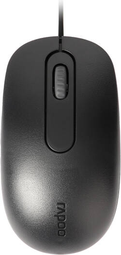 Rapoo N200 Wired Optical USB Mouse, Ambidextrous Design, High Resolution 1600 DPI Sensor, 3 Buttons Including 2D Non-Slip Scroll Wheel, Black | 18548