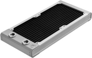 EKWB EK-Quantum Surface S240 Radiator, Copper H90 Tubing, Brass H62 End Tank Chambers,Stainless Steel Side Plates, 120mm Fan Compatiblity, White | 3831109838976
