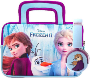 Pebble Gear PG915895M Frozen II 8" Carry Bag and Headphone Bundle, Made From Easy to Clean Neoprene, Durable Zip, Blue-Purple | PG915895M