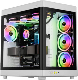 GAMDIAS NESO P1 EATX Full Tower Gaming PC Case, Front & Side Panoramic Tempered Glass Panels, Optimum Airflow, Up to 360mm Radiator & 13 Fans, USB 3.0/TypeC/HD Audio/LED Control, White | GD-NESO-P1-WH