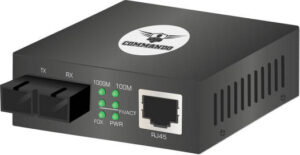 COMMANDO MC-GSMDF-25K LightningFIBER 1GE Media Converter, Single Mode, Dual Fiber, 1310nm, 25KM, MC, 1000Mbps Data Transferring Speed, Extend Network Distance Up to 25km, Black | MC-GSMDF-25K