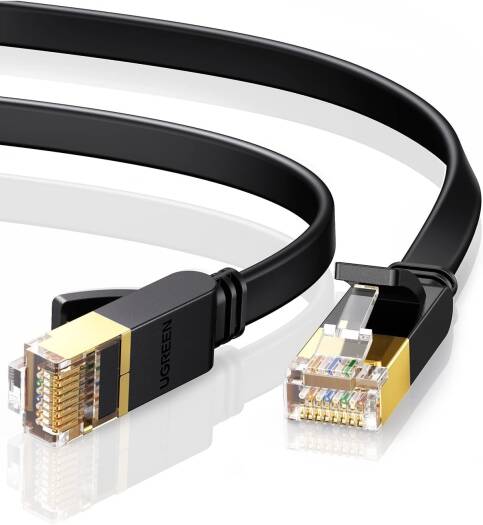 UGREEN NW106 Ethernet Cable Cat7 Gigabit Network Cable, High-Speed Flat 10Gbps, RJ45 Ethernet Cable Patch Cable, Compatible for Gaming PS5 / 4 / 3, Xbox Laptop Modem Router PC, 3 Meter, Black | 11262