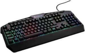SureFire Kingpin RGB Full Size Wired Gaming Keyboard, 114 Keys, 25 Anti-Ghosting Keys, 7 Programmable Colors, 8ms Response Time, Membrane Technology, 1.8m Braided Cable, ENG Layout, Black | 48824