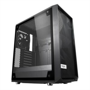 Fractal Design Meshify C ATX Mid-Tower Computer Case, 2x Dynamic X2 GP-12 Included, Up to 360mm Radiator & Total of 7 Fans Support, Clear Tint Tempered Glass, Black | FD-CA-MESH-C-BKO-TGL