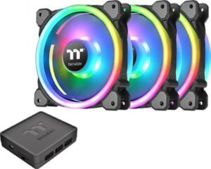 Thermaltake Riing Trio 12 TT Premium Edition Radiator PWM Fan, 30 Single LEDs, Patented RGB, 1200mm Fan Size, 500-1500 RPM Speed, 41.13 CFM Max Airflow, 3 Pack, Black  | CL-F072-PL12SW-A