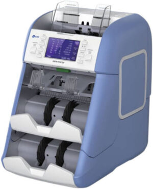 Kisan Newton 30 Banknote Sorter, 600 Hopper Capacity, 200 Stacker Capacity, Up To 48 Currencies, 4.3'' Touch Display, Serial Port, LAN / USB Interface, 100 Reject, Blue | Newton30