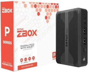 ZBOX Pico PI430AJ with AirJet Mini PC, Intel Core i3-N300, 8GB RAM, 512GB SSD, Up to 4k @ 60Hz Triple Display Ready, Wi-Fi 6 / BT 5.2 Connectivity, Black | ZBOX-PI430AJ-GLB-W4B/BE-W5B
