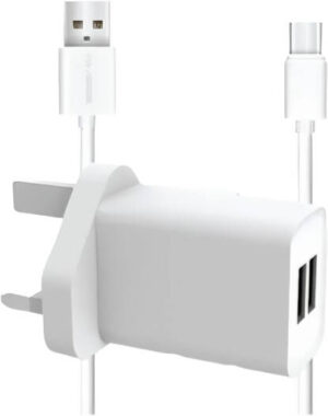 PAVAREAL CK-60 Charger, Fast Charging 2.4A Dual Output USB Travel Charger Adapter UK Plug, 2.4A Quick Charging, UK Plug, White | CK-60