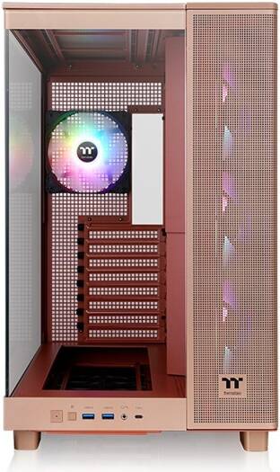 Thermaltake View 380 XL TG ARGB Mid Tower PC Case, 4x 120mm aRGB Lite Pre-Installed Fans, Up to 360mm Radiator & 10x Fan Support, USB Type-C x1, USB 3.0 x2, HD Audio, Gravel Sand | CA-11E-00MGWN-00 - Image 3