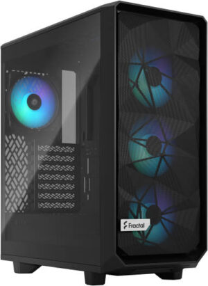 Fractal Design Meshify 2 Compact Lite RGB ATX Mid Tower PC Case, Angular Mesh Design, Light Tint Temp Glass Side Panel, Up to 360mm Radiator & 7x 120mm Fans, USB Type-C, Black | FD-C-MEL2C-05