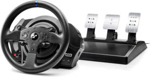 Thrustmaster T300 RS GT Racing Wheel for PS5 and PC, 1080° Wheel Turn, Brushless Motor, Dual Belt System, Magnetic Technology, T3PA-GT Pedals, Black | TM-WHL-T300RS-GT