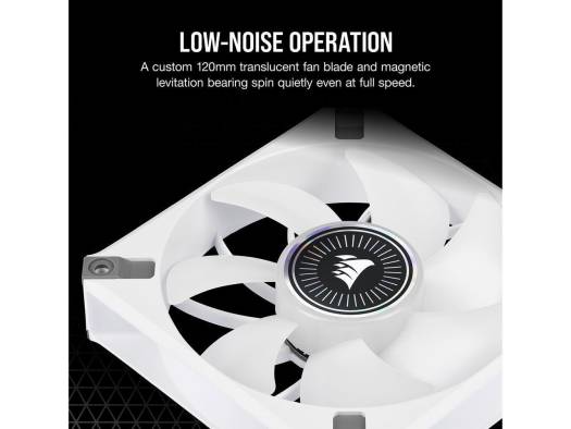 Corsair iCUE ML120 RGB Elite Premium PWM Fan, 120mm Size, Magnetic Levitation Fan, 450-2000 RPM Speed, 10-30.4dBA Sound Level, Black Triple Fan Kit, With iCUE Lighting Node Core, White | CO-9050117-WW - Image 4