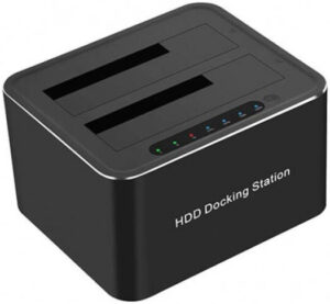 Haysenser USB3.2 Type-C Dual Bay HDD Docking Station, USB 3.2 Type C, For SATA Drivers, Off-Clone, LED Light, Plug And Play, Black | HY-D090031