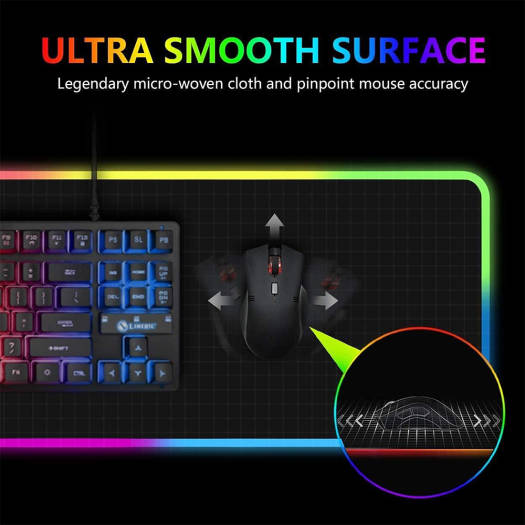 GMS RGB Gaming Mouse Pad, 80x30cm Dimension, Extended Stitched Edges, 12 Lighting Modes, Braided Cable, Waterproof, Anti-Slip Rubber Base, Black | WT-5 - Image 6