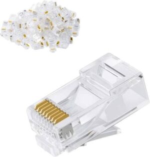 D-Link Cat6 RJ45 Cable Connector (Pack Of 100), Networking Parts And Accessories, UTP Modular Plugs, 100 Units, Transparent Male To Male Connectors | NPG-C61TRA501-100