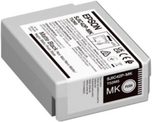 Epson SJIC42P-MB Ink Cartridge, For ColorWorks C4000e BK, Yield 50.0 ml, Fade and Water Resistant Prints, Matte Black | C13T52M540
