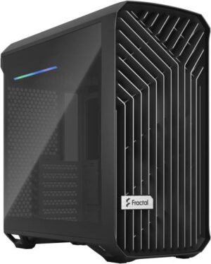 Fractal Design Torrent Compact TG E-ATX PC Case, Steel Frame & Temp Glass Panel, Up to 360mm Radiator & 6x Fans Support, Streamlined Airflow, 3 x 2.5" Drive, USB 3.1 C/USB 3.0, Black | FD-C-TOR1C-01