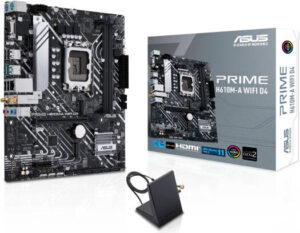 ASUS Prime H610M-A WiFi LGA 1700 Micro ATX Motherboard, 2x DDR4 DIMM Slots, Up to 64GB Max Memory, 1x PCIe 4.0 x16 SafeSlot Slot, 2x M.2 Slots, WiFi & Bluetooth Connectivity | 90MB1C80-M0EAY0