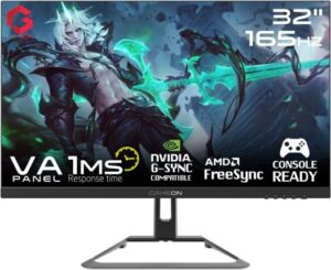 GAMEON 32" FHD Flat Gaming VA Monitor, 165 Hz Refresh Rate, 1ms Response Time, Edge Lit LED, 16.7M Display Colors, 4000 1 Contrast Ratio, HDR, HDMI 2.1 Console Compatible, Black | GOE32FHD165VA