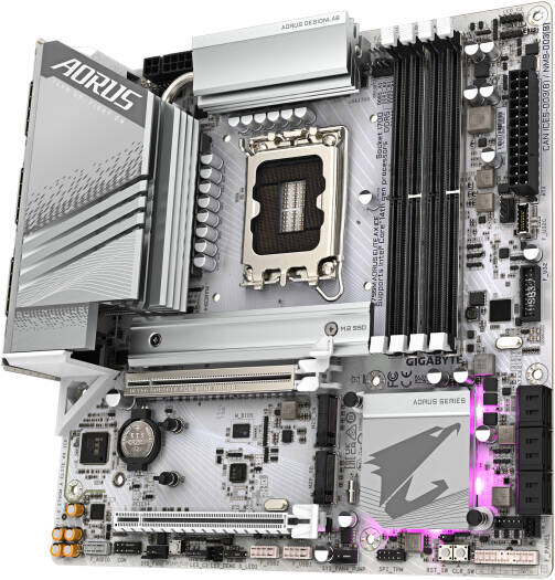 GIGABYTE Z790M Aorus Elite AX Ice Micro ATX LGA 1700 Motherboard, Intel Z790 Chipset, 4x DDR5 DIMM Slots, Up to 256GB Max Memory, 1x PCIe 5.0 x16, 3x Gen 4 M.2 Slots, White | Z790M-A-ELITE-AX-ICE - Image 3