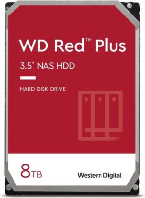 Western Digital 8TB WD Red Plus 3.5" SATA 6 Gb/s NAS Internal Hard Drive, 5640 RPM Speed, 256 MB Cache, Up to 215MB/s Transfer Rate, CMR, 1M hours MTBF | WD80EFPX