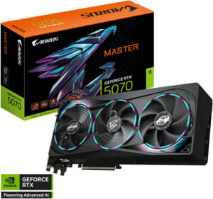GIGABYTE AORUS GeForce RTX 5070 MASTER Graphics Card, 12GB GDDR7 192-Bit Memory, 2715 MHz Core Clock, 6144 CUDA Cores, 28 Gbps Memory Clock, PCI-Express 5.0 | GV-N5070AORUS M-12GD