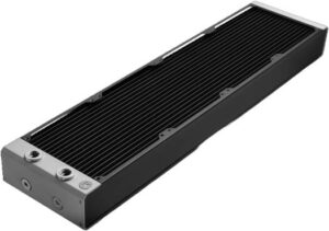 EKWB EK-Quantum Surface X560M Radiator, Brass Nickel-Plated Adaptors & Plugs, Copper H90 Tubing, 18 FPI Density Fins, 140mm Fans Compatible, Brass H62 End Tanks, Black | 3831109838938