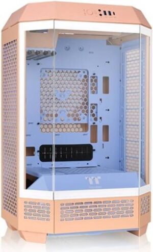 Thermaltake Tower 300 Micro-ATX Case, 2x140mm CT Fan Included Support Up to 420mm Radiator Optional Chassis Stand Kit Allows Horizontal Display, Peach Fuzz | CA-1Y4-00SKWN-00