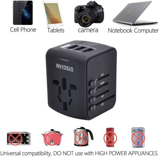 Generic Travel Adapter, Universal International Power Adapter with 3USB Port And Type-C International Wall Charger Worldwide AC Power Plug for Multi-nation Travel UK, EU, AU Over 200 Countries, Black - Image 8