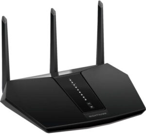 Netgear AX2400 Nighthawk 5-Stream Dual-Band WiFi 6 Router, 2.4GHz (Up to 574 Mbps) & 5GHzz (Up to 1800 Mbps), Up to 2374 Mb/s Throughput, 3x External Antennas, Black | RAX30