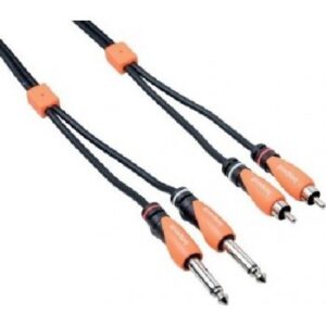 Bespeco SLY2JR300 2JK to 2RCA Cable, 3 Meter, Black Orange | SLY2JR300