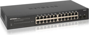 NETGEAR GS324TP 26-Port PoE Managed Gigabit Ethernet Smart Switch, 24 x PoE+ @ 190W Total Power Budget, 2 x 1G SFP, Desktop or Rackmount, S350 Series, Black | GS324TP-100EUS