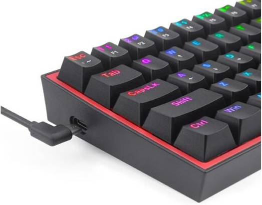 Redragon Fizz Pro K616-RGB Wired/Wireless RGB Mechanical Gaming Keyboard, Ultra-Portable, Bluetooth 2.4G Connection, 61 Keys, Hot-Swappable Red Switch, 20 Preset Backlight Modes, Black | K616-RGB - Image 2
