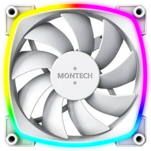 Montech AX120 PWM aRGB Case Fan, 120mm Fan Size, 1600 RPM Fan Speed, 59 CFM Fan Airflow, Rifle Bearing Type, 4PIN PWM Smart Control, Single Pack, White | AX-120-WHITE