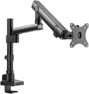 Twisted Minds Single Monitor Aluminum Slim Pole Mounted Spring Assisted Monitor Arm, Detachable Vesa Plate Design, Smoorth Arm Insertion | TM-20-C06P
