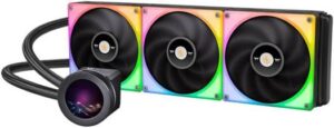 Thermaltake TOUGHLIQUID Ultra 420 RGB All-In-One Liquid Cooler, 2.1" TFT-LCD IPS Display, Copper Water Block, 107 CFM Airflow, 2000 RPM Fan Speed, 3500 RPM Motor Speed, Black | CL-W370-PL14SW-A