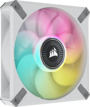 Corsair iCUE ML120 RGB Elite Premium PWM Fan, 120mm Size, Magnetic Levitation Fan, 450-2000 RPM Speed, 10-30.4dBA Sound Level, Single Pack, White | CO-9050116-WW