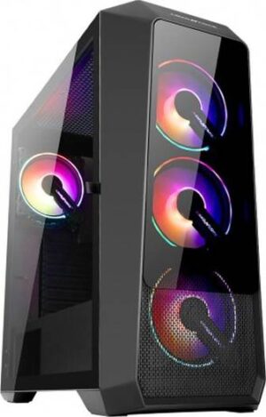 Abkon Core H300G SYNC Middle Tower Case, ABS + Tempered Glass, HR120 Spectrum Fan, Black | H300G SYNC