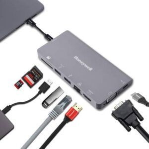 Honeywell 8-in-1 Type C Ultra Dock with 4K HDMI, 2xUSB 3.0 & Type C 3.0 Port, SD & Micro SD Slot, Compatible with All Type C Devices- MacBook Laptop, PC, Thunderbolt 3 | HC000008/LAP/CDK