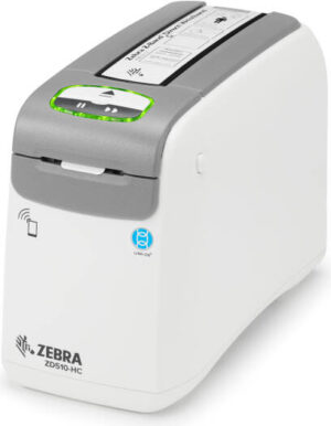 Zebra ZD510-HC Wristband Printing Solution, 558mm Max Print, 76mm Minimum Print, 300 dpi Resolution, 12 dots per mm, Dual-Wall Frame, USB Host, USB, Ethernet, BLE Connectivity | ZD510-HC