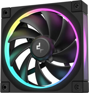 DeepCool FL12 120mm Case Fans, 2150 RPM Fan Speed, 55 CFM Fan Airflow, Fluid Dynamic Bearing Type, 4-Pin PWM Fan Connector, Addressable RGB LED, Single Pack, Black | R-FL12-BKAPN1-G