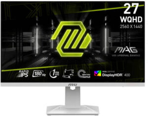 MSI MAG 274QRFW Gaming Monitor, 27" WQHD Rapid IPS, 180Hz Refresh Rate, 1ms (GtG) Response Time, AMD FreeSync Technology, 1.07b Display Colors, White | 9S6-3CC29H-250