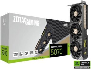 ZOTAC GAMING GeForce RTX 5070 SOLID Graphics Card, 12GB GDDR7 192-Bit Memory, 2512MHz Engine Clock, 28 Gbps Memory Clock, 6144 CUDA Cores, PCI Express 5.0 x16 | ZT-B50700D-10P