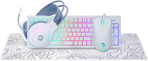 GAMEON GO-CYPHERW-XL-W All-In-One Gaming Combo Set, Keyboard, Headset, Mouse & Mousepad, Static RGB, 20HZ-20KHZ Frequency, USB2.0, Static RGB, White | GO-CYPHERW-XL-W