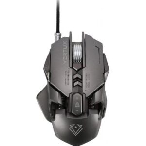 Vertux  Indium Gaming Optimized Precision Wired Mouse, Up to 3200 DPI Optical Sensor with 4 Settings,  Rainbow Backlight, 8 Programmable Buttons, 3 Million Clicks, SARK Gray | VE.INDIUM.GY